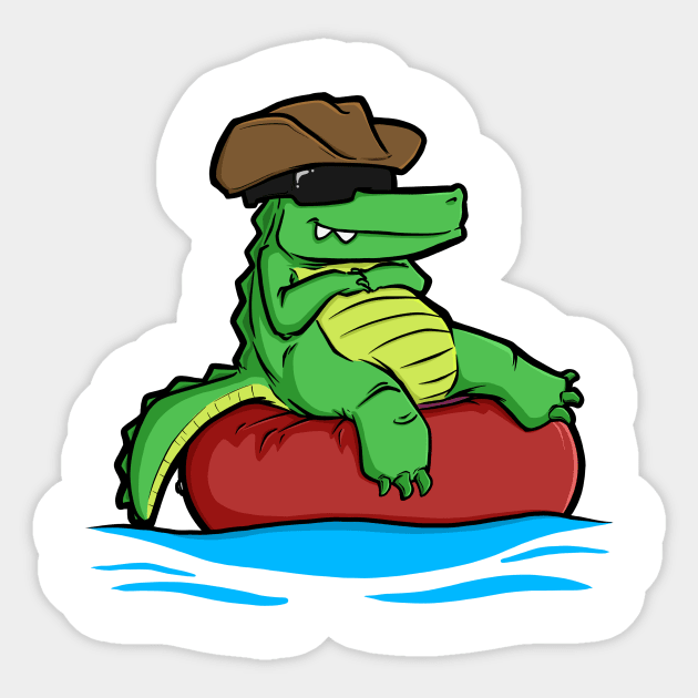 Floating Gator Sticker by the lazy raccoon